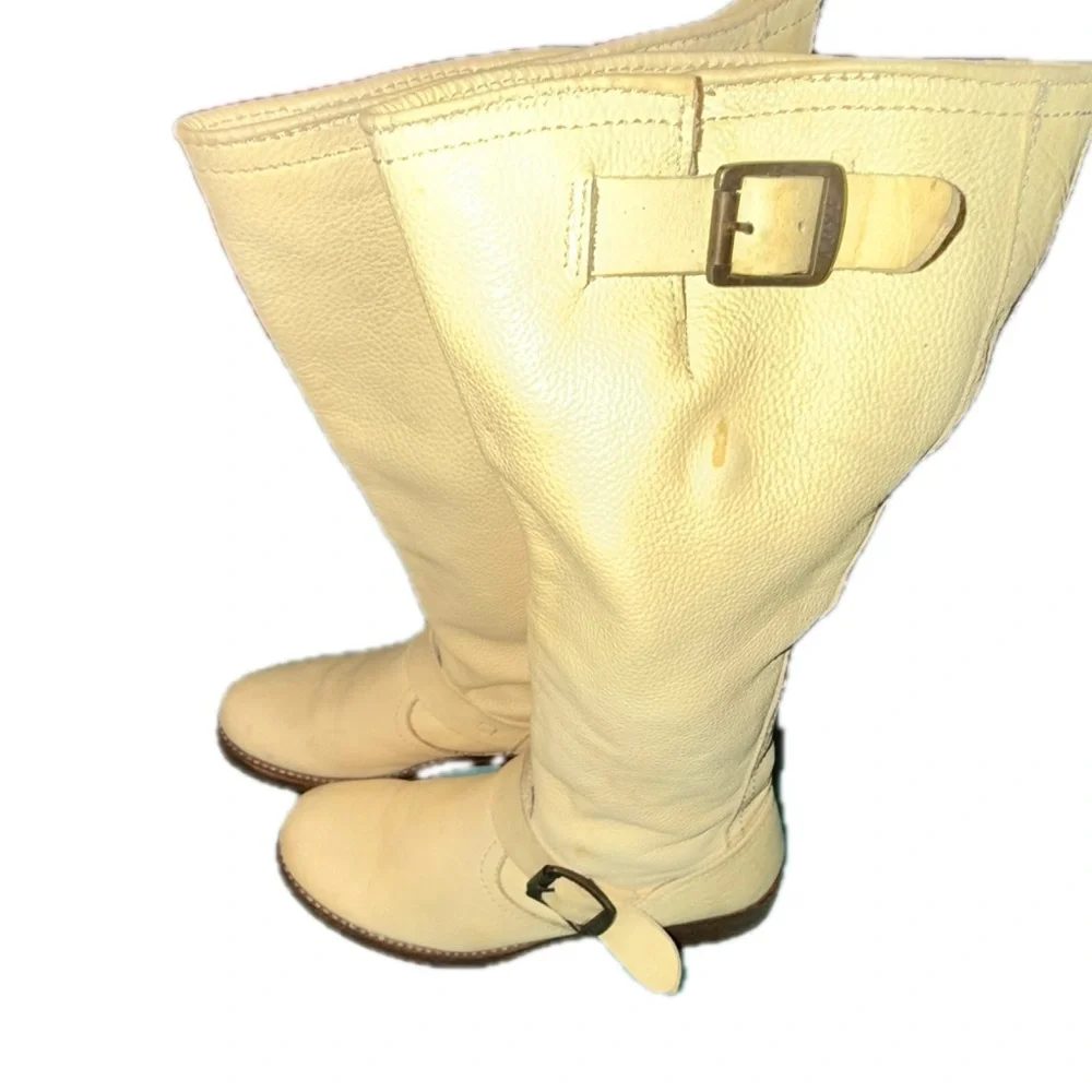 Frye Veronica Tan Leather Heeled Boots Size 7 - Picture 3 of 8